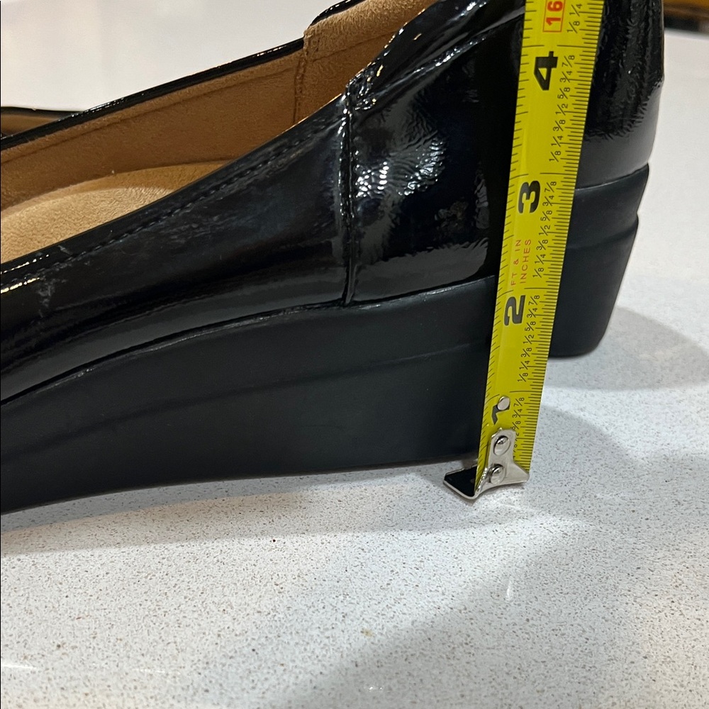 Naturalizer Black Patent Low Wedge Slip-Ons- All Day comfortable professional - Picture 4 of 7